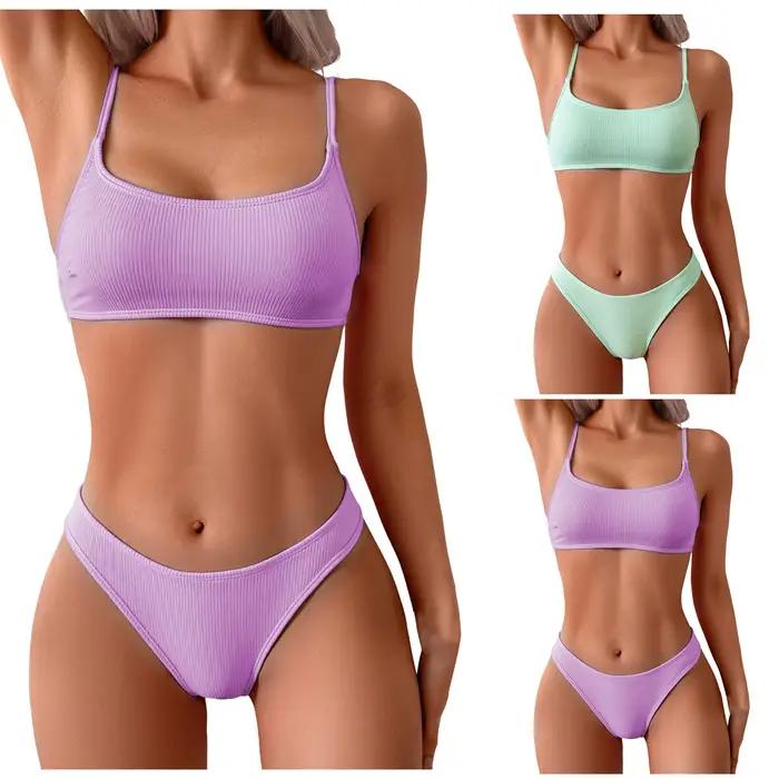 Maillot de bain deux pièces à taille basse pour femmes