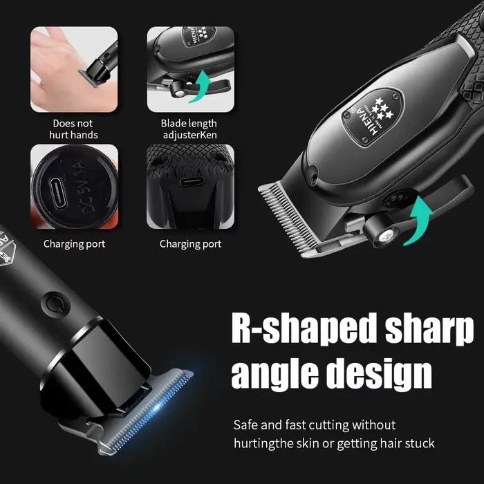 Kit de tondeuse à cheveux Hiena pour hommes, rasoir électrique, tondeuse à cheveux professionnelle, machine à couper les cheveux avec écran LCD numérique