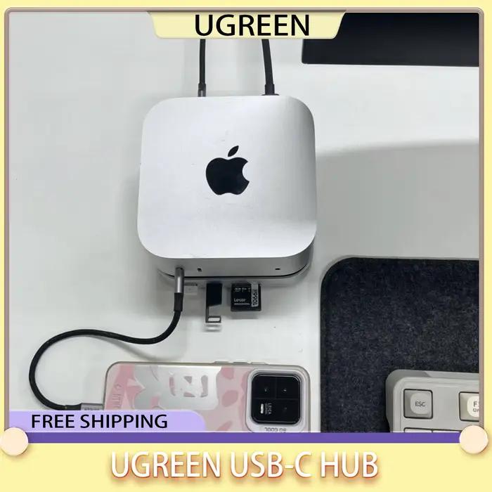 Station d'accueil USB UGREEN pour Mac Mini M4 Pro, SSD M.2 NVMe 8 To max, ports USB-A et C 10 Gbps, SD et TF 170 Mo/s, hub USB