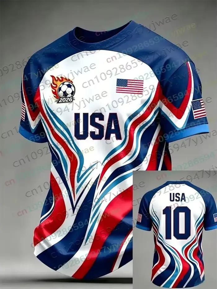 Maillot de football américain 2026 pour hommes et femmes, maillot de football spécial drapeau USA pour jeunes, t-shirt d'entraînement et de compétition été parent-enfant