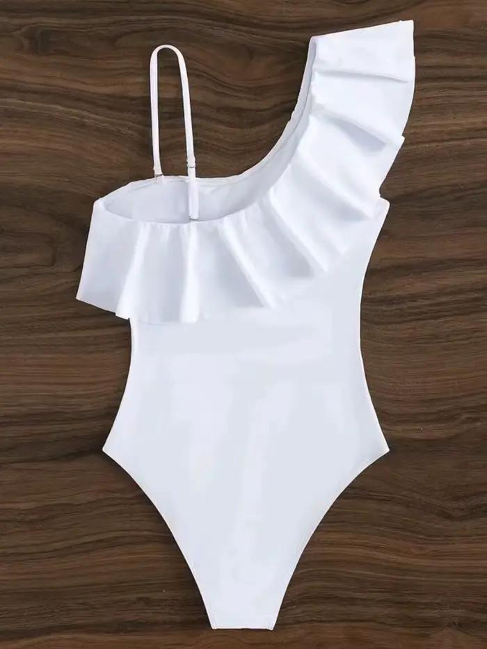 Maillot de bain une pièce femme à volants et empiècements en maille contrastante 2026