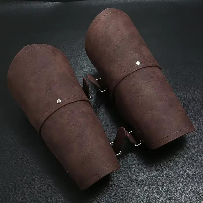 Gants d'armure médiévale pour hommes, brassards à larges manchettes, Steampunk, guerrier, gantelet, chevaliers templiers, accessoires de Cosplay en cuir