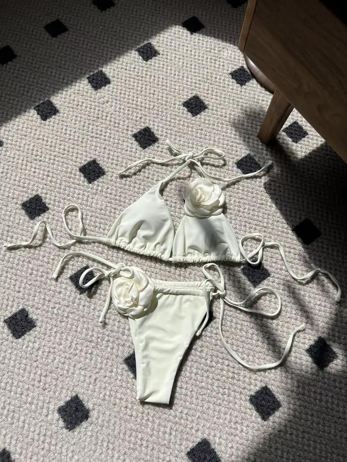 Ensemble de bikini sexy deux pièces à fleurs 3D
