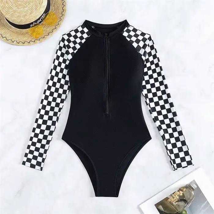 Maillot de bain une pièce à carreaux