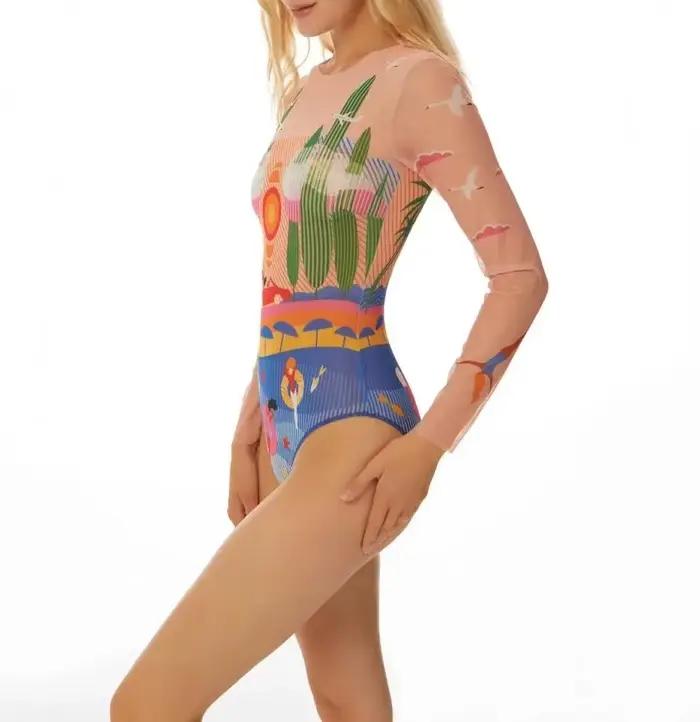 Maillot de bain Sukienki pour femmes une pièce avec chevrons design original pour nager et plageSexy泳装