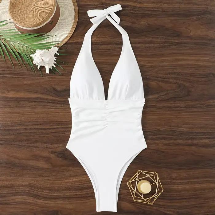 Nouveau Maillot de Bain Une Pièce Femme 2026 – Col V Amincissant
