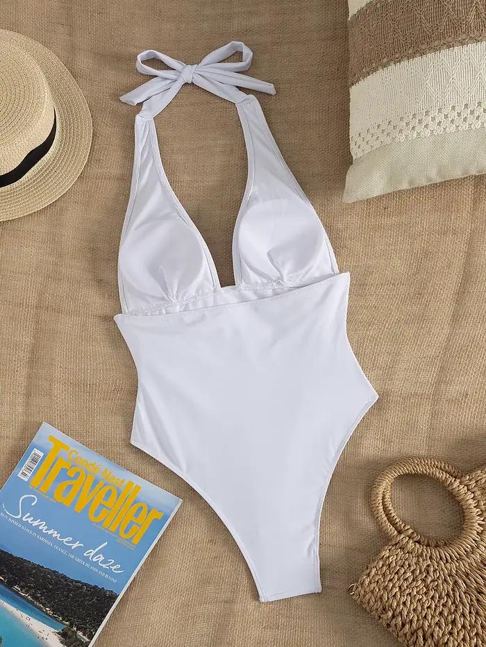 Maillot de bain une pièce blanc pour femme
