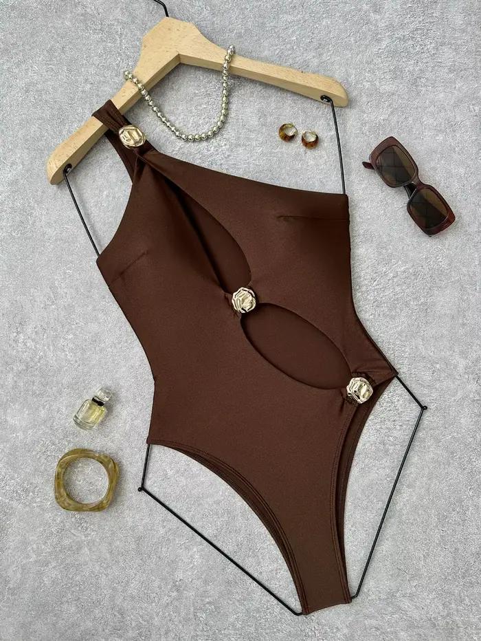 Maillot de bain une pièce de luxe asymétrique pour femme