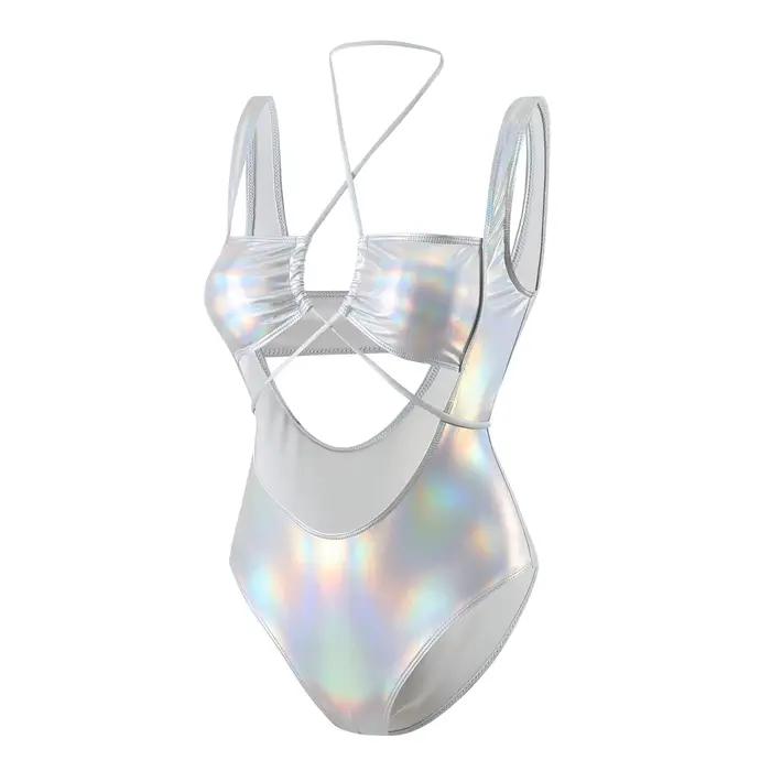 Maillot de bain une pièce à paillettes métalliques