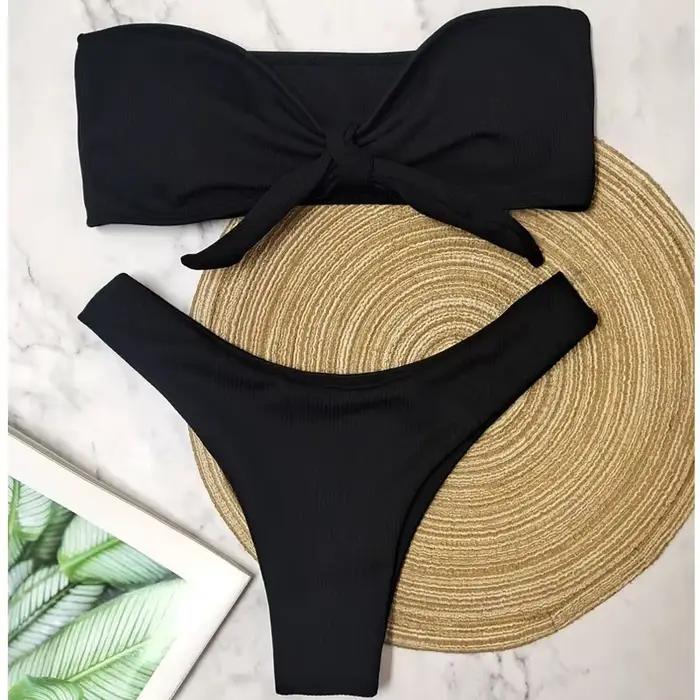 Bikini TOKITIND Femme Monochrome Brésilien Bandeau Facilité d'Entretien Occasions Plage Piscine Vacances