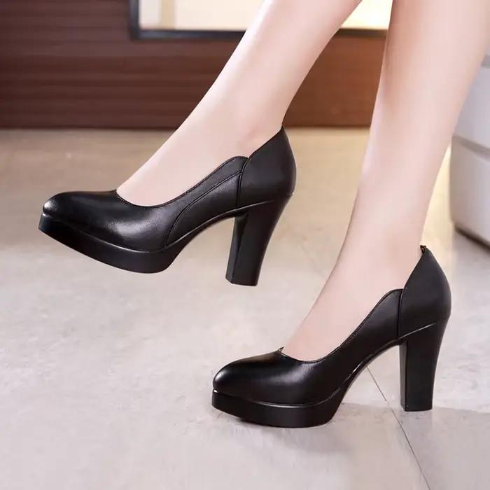 Escarpins élégants pour femmes, petites tailles 32-43, à talons carrés hauts, collection Printemps 2026, pour le bureau et les mariages
