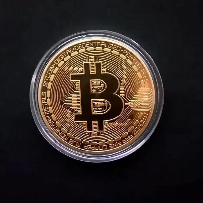 Pièce de monnaie Bitcoin plaquée or, Collection d'art à collectionner, cadeau commémoratif physique, Casascius Bit BTC, Imitation Antique en métal