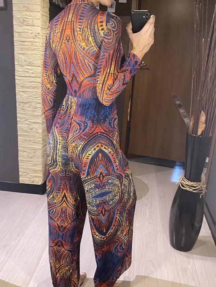 Maillot de bain imprimé à manches longues avec pantalon