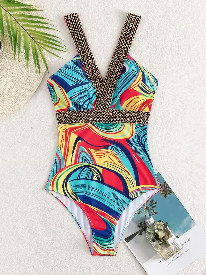 Vigoashely 2026 Maillot de bain une pièce sexy imprimé à bretelles pour femme