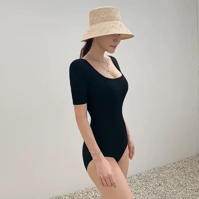 Nouvelle corée Sexy maille coupe évider taille haute maillot de bain dame Monokini une pièce maillots de bain femmes maillot de bain