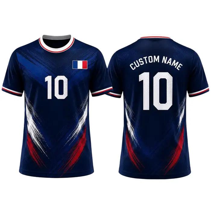 Maillot de football personnalisé France pour hommes et femmes avec nom et numéro – Maillot France 2026 pour les supporters le jour du match