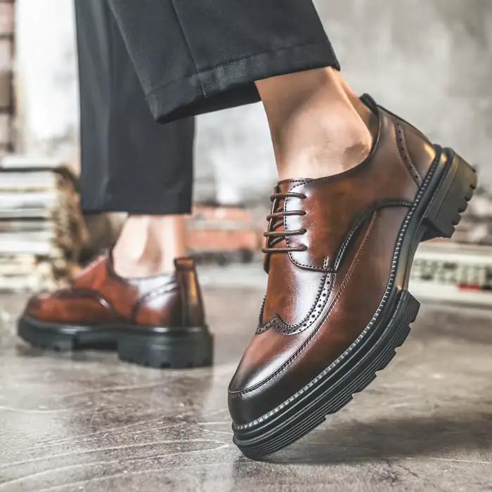 Chaussures Richelieu pour Homme Grande Taille, Rehaussantes, Style Oxford, avec Talon Invisible 4/7/9CM, pour Costume et Mariage
