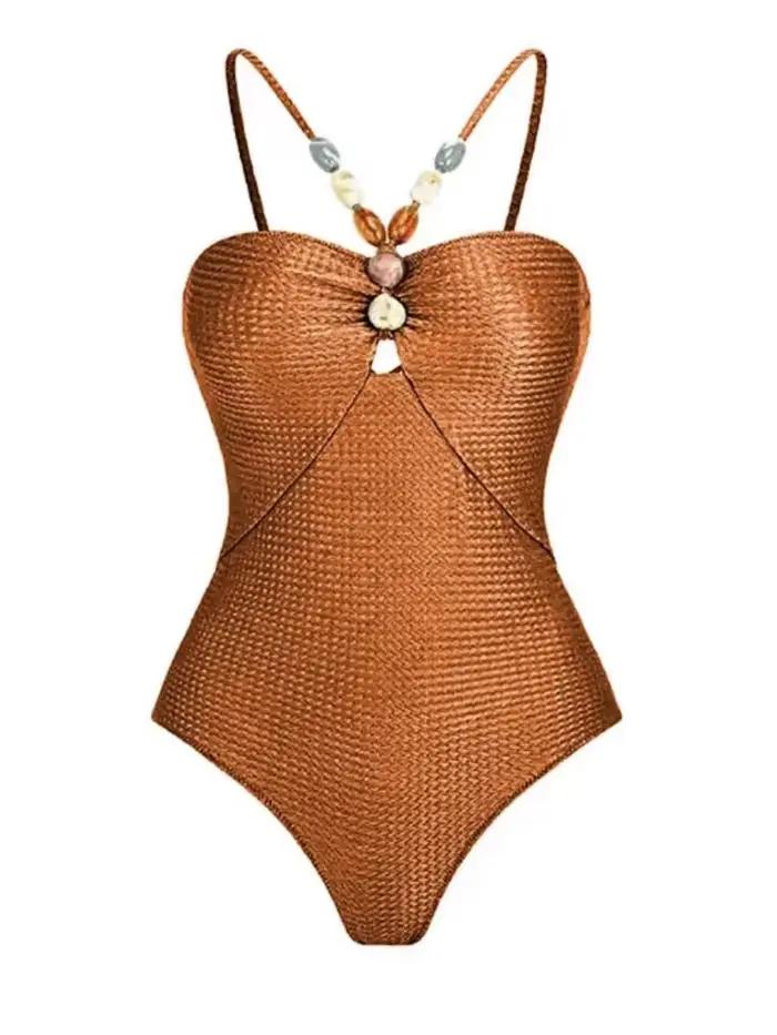 Maillot de bain une pièce sexy à bretelles avec jupe intégrée et rembourrage pour femme