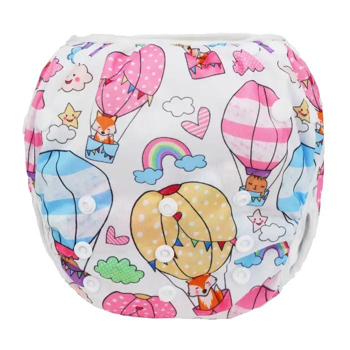 [Sigzagor] 1 grand grand couche de bain pantalon maillot de bain taille unique tout en un réutilisable bébé fille garçon enfant en bas âge 18lbs-49lbs 8kg-22kg