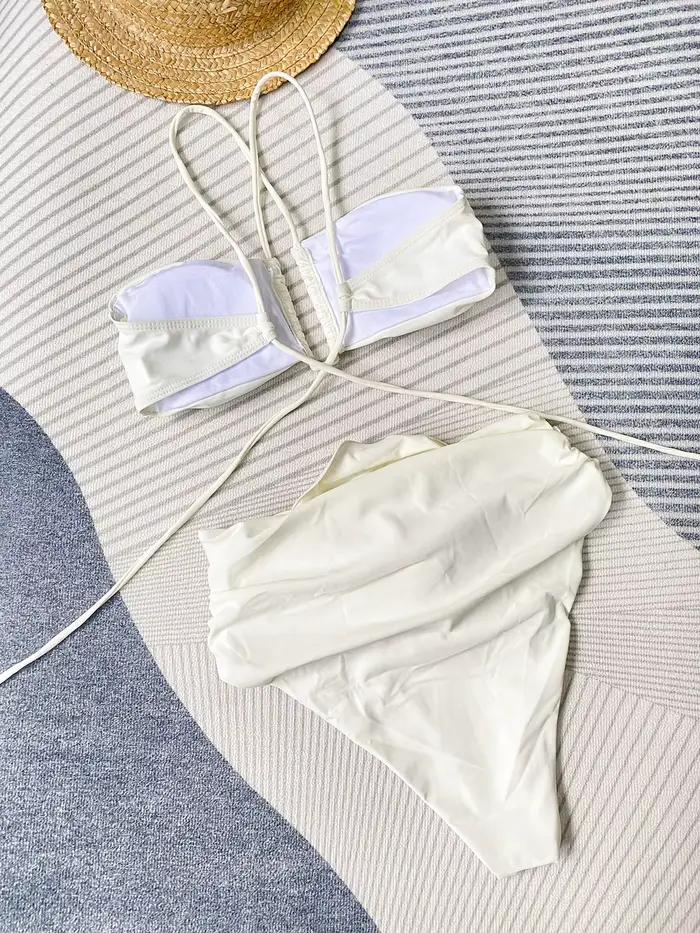 DEKA brésilien cou Bikini ensemble taille haute maillot de bain fleuri femmes Floral Push Up