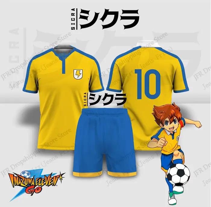Maillot ensemble maillot Inazuma onze Anime Football impression 3d ensemble hommes mode T-shirt + court 2 pièces Atasan sport survêtement costume enfants