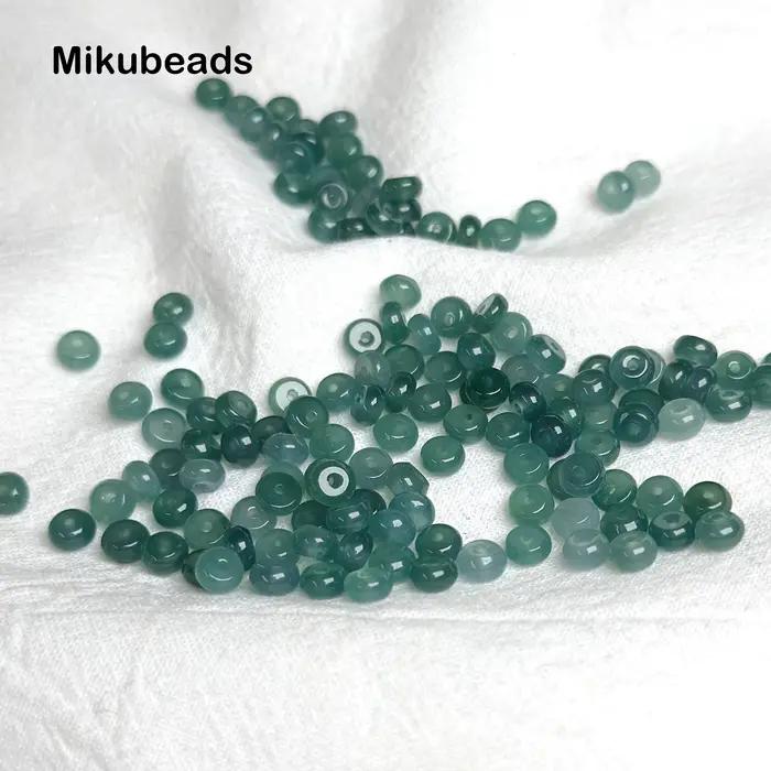 Jadeite naturelle 2-3*4.8mm vert lac 3A, perles rondes lisses en vrac pour la fabrication de bijoux, bracelet, collier, vente en gros