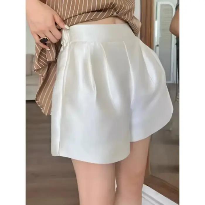 Shorts en satin d'acétate taille haute pour femme, coupe trapèze, jambe large, brillants, décontractés et élégants pour l'été