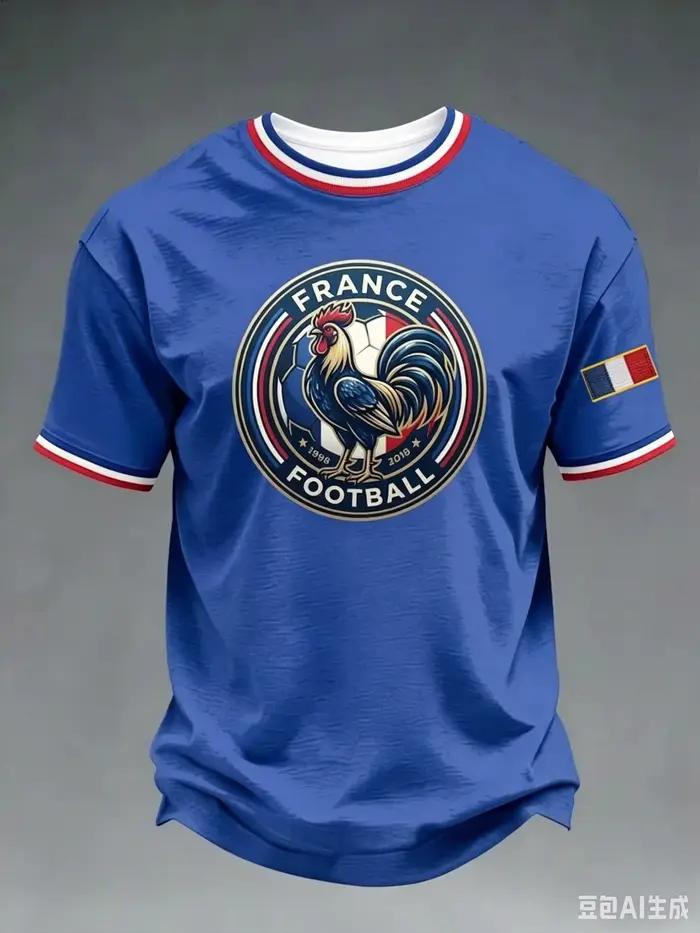 Maillot de football de l'équipe nationale de France, col en V, imprimé drapeau français, manches courtes, haut de sport pour supporter, assorti pour la famille 2026