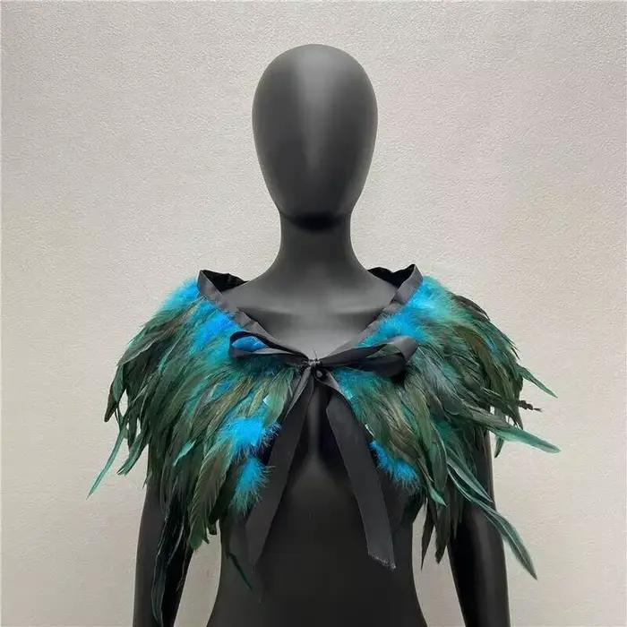 Écharpe gothique femmes châle vêtements accessoires trois couches plume Halloween écharpes concepteur de luxe femmes châles cou