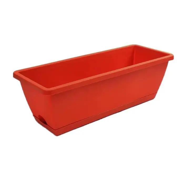 Lot de 3 pots de culture rectangulaires en résine avec grand trou de drainage, plateau intégré, respirants et auto-arrosants pour légumes et fleurs