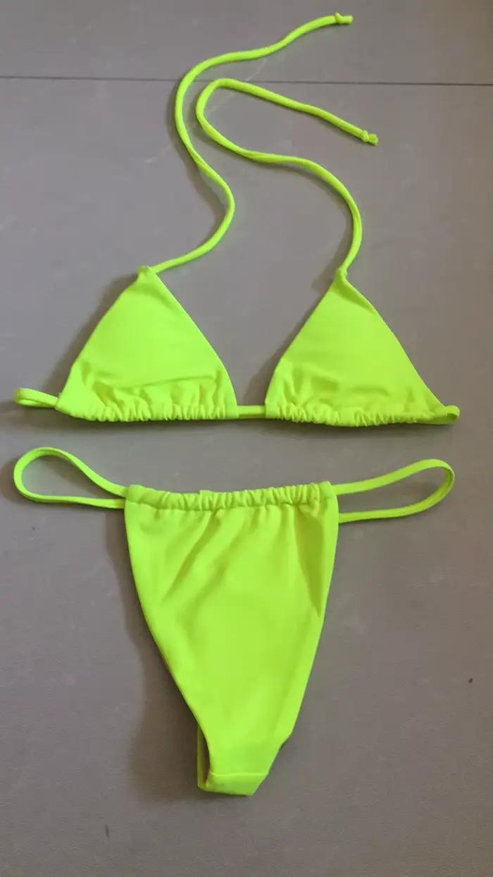 Maillot de bain brésilien jaune fluo pour femmes, ensemble bikini sexy 2024 ajustement parfait polyester élasthanne occaions plage été dynamique