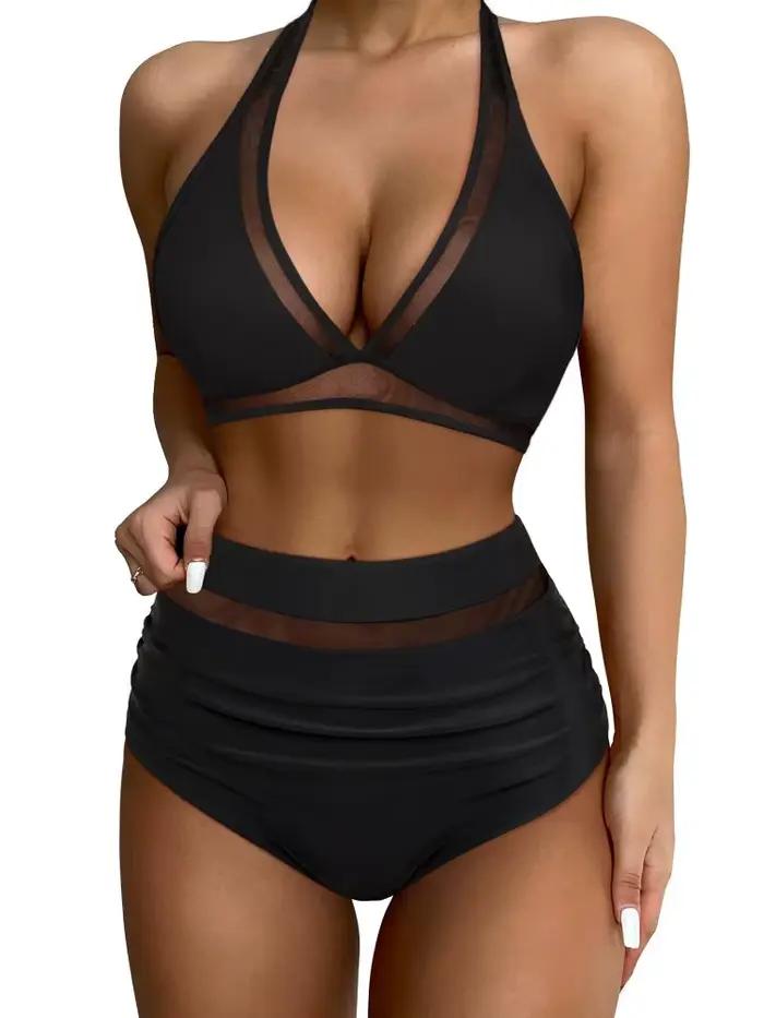 Maillot de bain taille haute pour femme sexy push-up ensemble deux pièces vêtements de plage printemps 2024