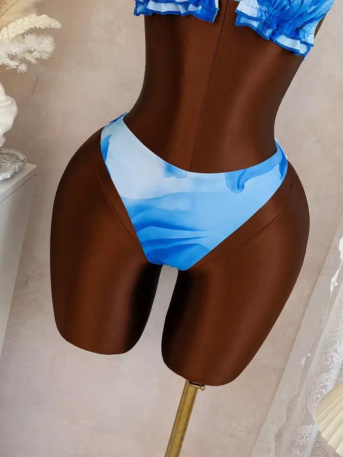 Ensemble bikini bleu à imprimé floral pour femme