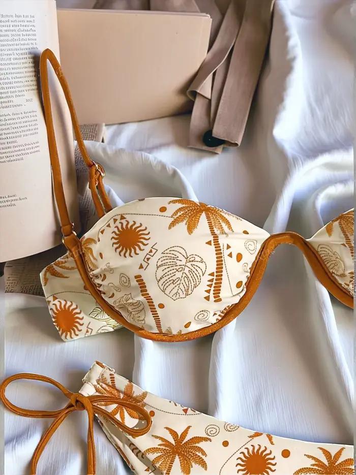 Maillot de bain imprimé à bretelles push-up