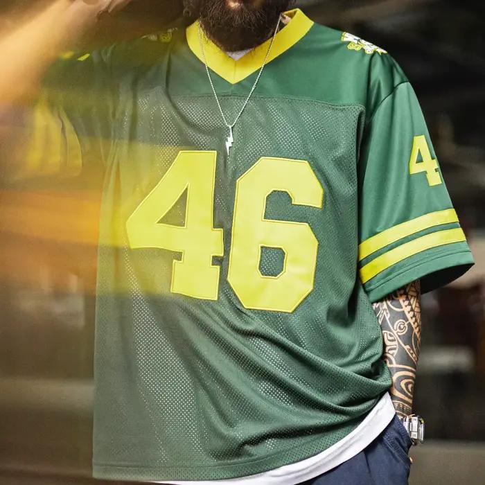 Maillot de football respirant en maille pour homme Maden, style rétro américain, coupe ample et légère, à manches courtes, pour le sport et les loisirs, idéal pour l'été et le quotidien