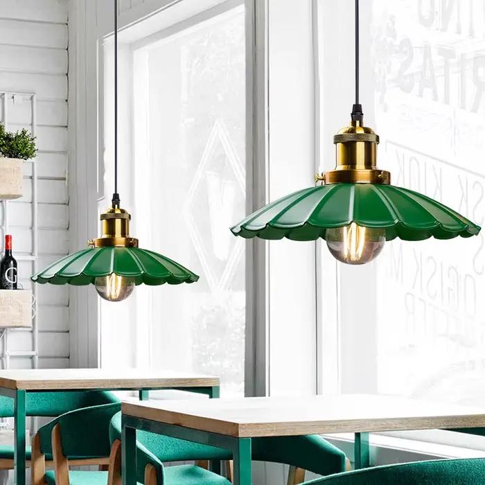 Plafonnier suspendu moderne doré avec lanterne verte, design suspendu pour cuisine, île, chambre à coucher