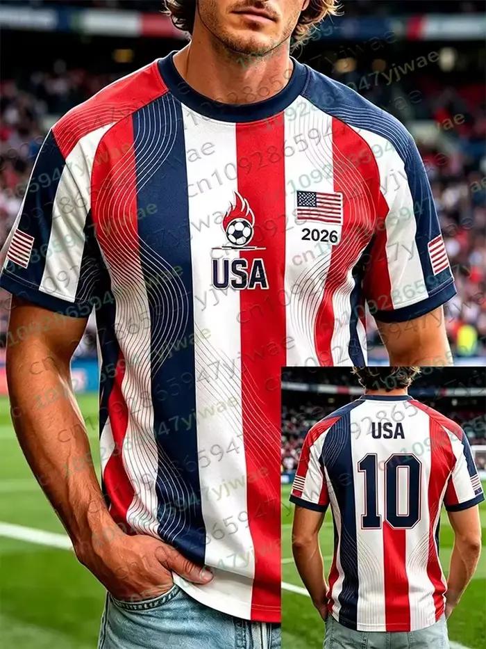 Maillot de football américain 2026 pour hommes et femmes, maillot de football spécial drapeau USA pour jeunes, t-shirt d'entraînement et de compétition été parent-enfant