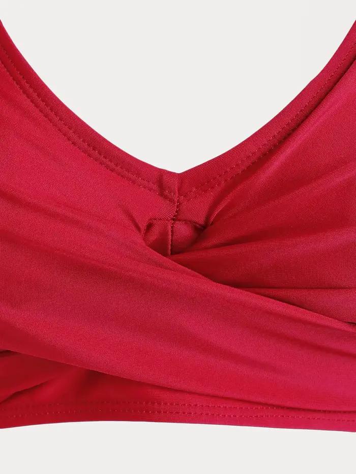 Maillots de bain trois pièces croisés à imprimé crâne et rose pour femmes grandes tailles et courbes