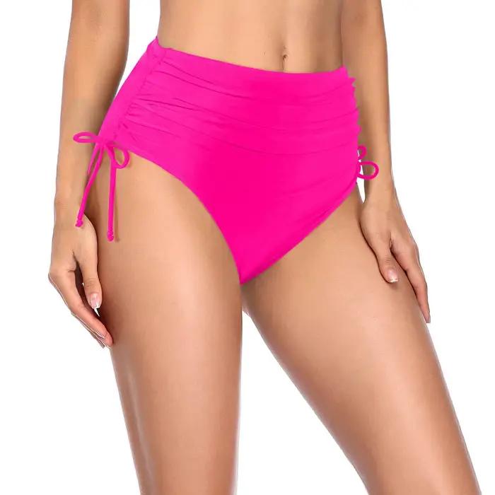 Bas de maillot de bain pour femmes, short de bain taille haute avec cordon de serrage, maillot de bain bikini basique à couverture intégrale, vêtements de bain pour femmes