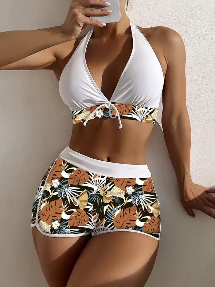 Maillot de bain deux pièces imprimé floral