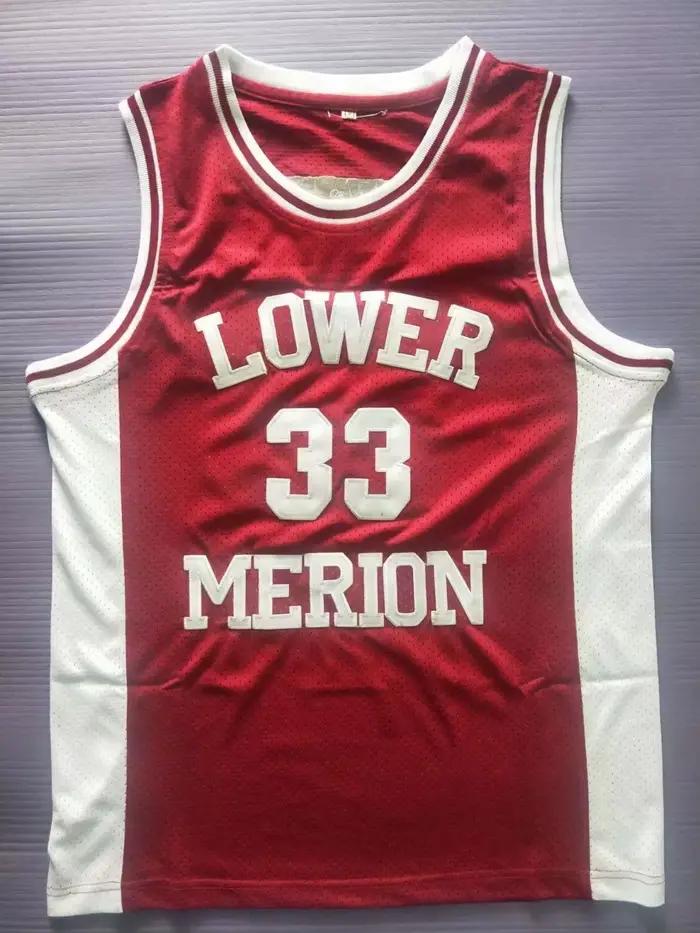 # 33 Bryant Lower Merion couvre-chef homme marron lycée rétro maillot de basket brodé rouge blanc noir
