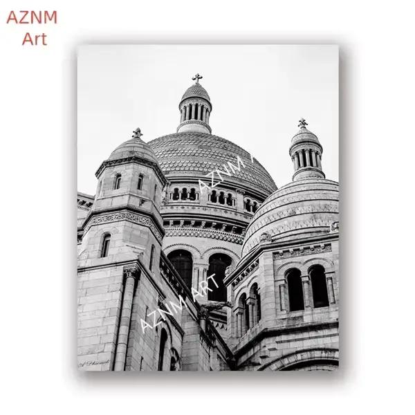 Affiche de photographie de paysage urbain de Paris, France, images murales en noir et blanc, peinture sur toile, décoration murale pour la maison