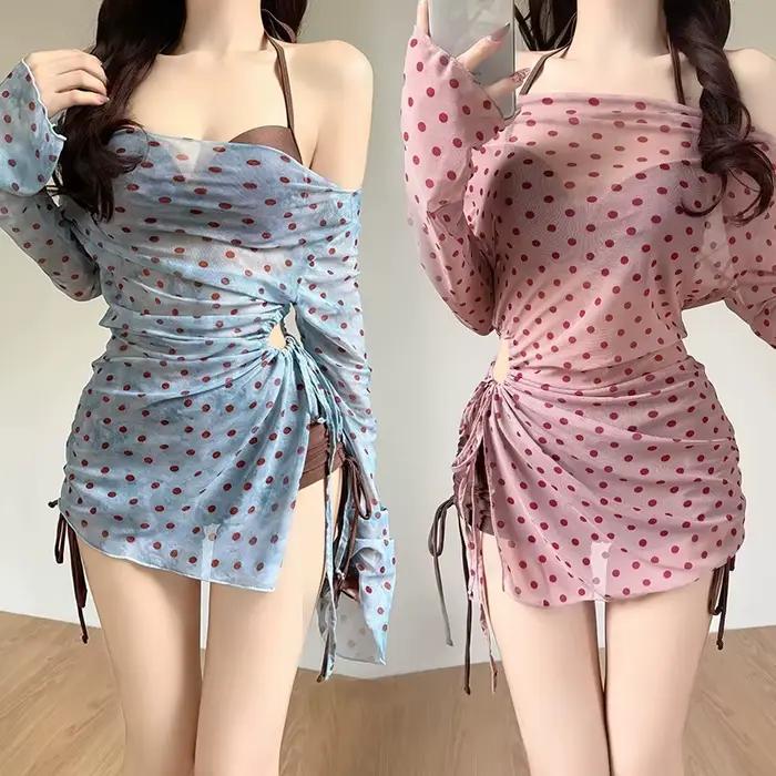 Maillot de bain trois pièces à manches longues pour femme