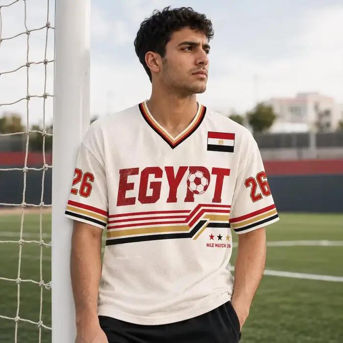 Maillot de football rétro Égypte 2026, T-shirt de sport et streetwear pour fans, respirant et à séchage rapide