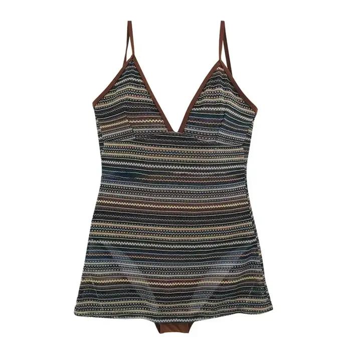 Maillot de bain femme en V profond pour petites poitrines, élégant et durable pour les vacances en source chaude et activités nautiques