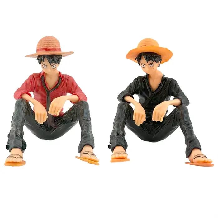 Figurine de dessin animé One Piece, Luffy en position assise, modèle en PVC, collection de figurines, jouet pour cadeau d'anniversaire et de noël