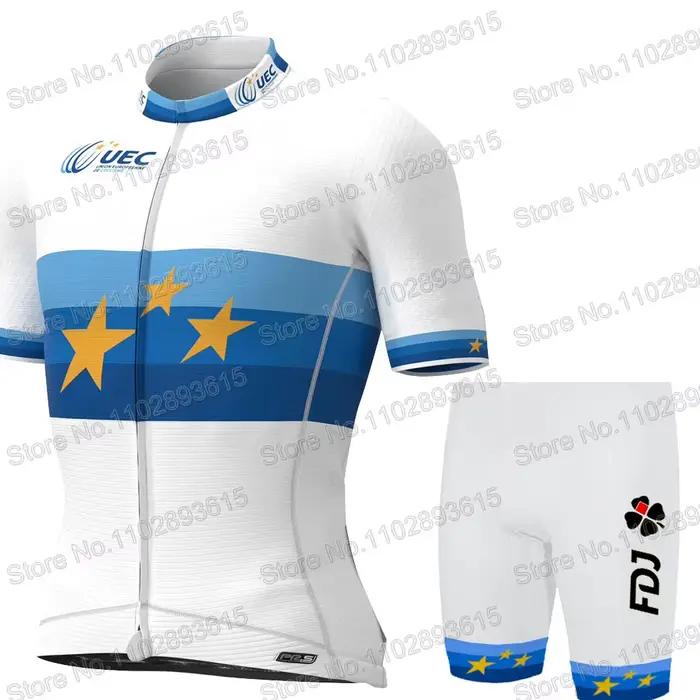 Eurpean FDJ Team 2023 Maillot de cyclisme ensemble à manches courtes vêtements vélo de route chemises costume vélo cuissard vtt Ropa Maillot