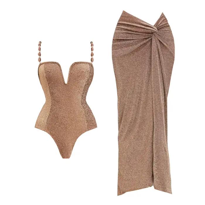 Maillot de bain push up avec jupe longue pour femme