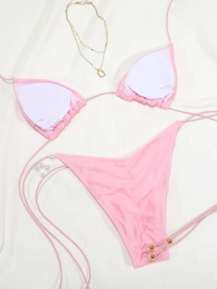 Rinabe Bikini rose, maillots de bain triangle bandage