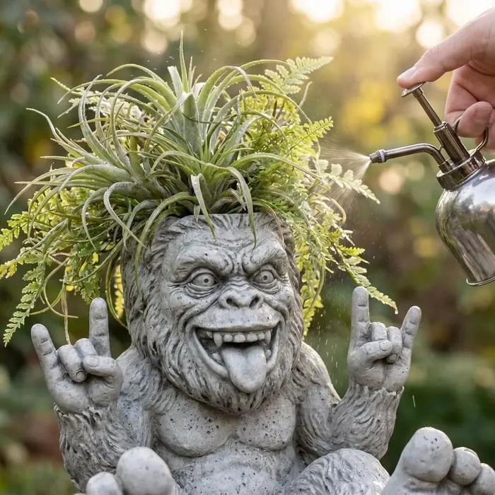Pot de fleurs en résine en forme de gorille, statue de jardin amusante, pot pour plantes succulentes, sculpture décorative d'extérieur pour patio et jardin